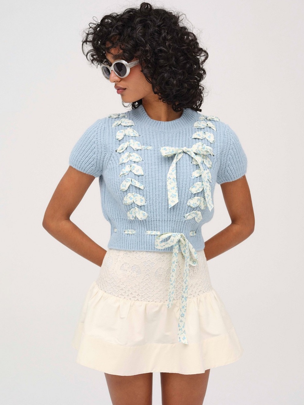 For Love & Lemons Rossie Ribbon Knit Top